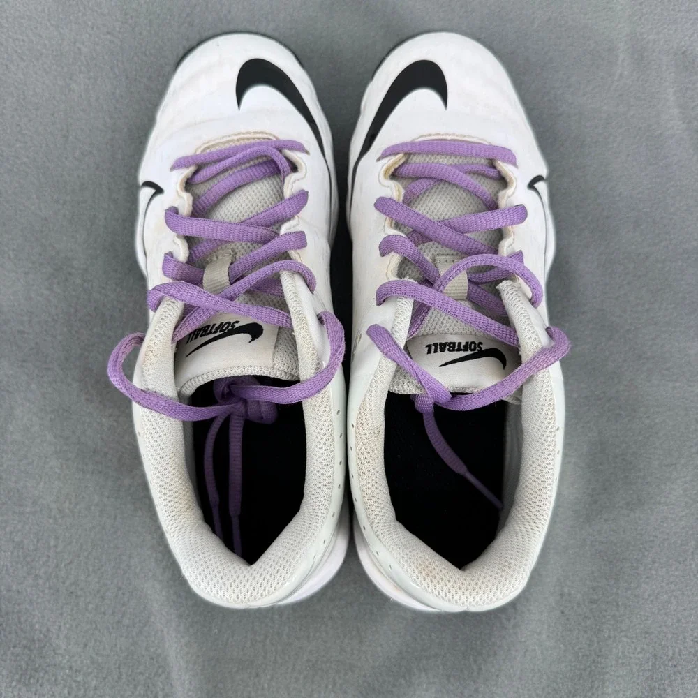 Nike Hyperdiamond 4 Keystone Softball Cleats Youth 3Y White Purple CZ5919-103
